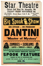 "DANTINI MASTER MAGICIAN" SPOOK SHOW WINDOW CARD TRIO.