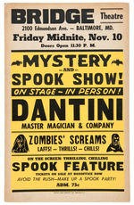 "DANTINI MASTER MAGICIAN" SPOOK SHOW WINDOW CARD TRIO.