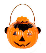 PLASTIC PUMPKIN CANDY CONTAINER.