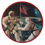 ASTRONAUTS PLACING FLAG ON MOON 3-D IMAGE BUTTON.