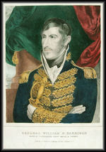 "GENERAL WILLIAM H. HARRISON" EARLY HAND-COLORED PORTRAIT LITHOGRAPH.