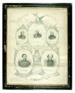 "BEACON LIGHTS OF AMERICAN LIBERTY" RARE PRINT C. 1864.