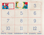 "SUPERMAN-TIM PRESS CARD" WITH 2 STAMPS.