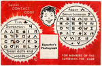 "SUPERMAN-TIM PRESS CARD" W/ NEAR SET OF STAMPS.