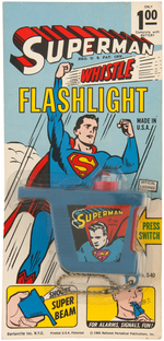 "SUPERMAN" WHISTLE FLASHLIGHT ON CARD.