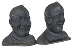 KNUTE ROCKNE CAST IRON BOOKENDS.