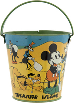 MICKEY MOUSE & FRIENDS "TREASURE ISLAND" SAND PAIL & SHOVEL.