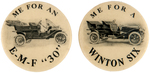 TWO RARE BUTTONS FOR "E-M-F 30" AND "WINTON SIX."