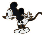 MICKEY MOUSE LOOKING TERRIFIED ENAMEL ON BRASS EARLY 1930s PIN.