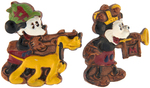 MICKEY MOUSE PAIR OF LATE 30s ENAMEL PAINTED WOOD COMPOSITION PINS.