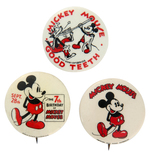 MICKEY MOUSE THREE 1930s GIVE-AWAY BUTTONS.