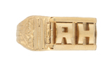 DICK TRACY RARE MONOGRAM RING IN 18K GOLD PLATE.