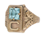 BUCK ROGERS COCO MALT PERSONALIZED INITIAL AND BIRTHSTONE PREMIUM RING.