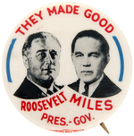 ROOSEVELT/MILES NEW MEXICO COATTAIL BUTTON FROM 1940.