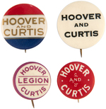 HOOVER GROUP OF FOUR SCARCE NAME BUTTONS.