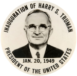 LARGE 4" REAL PHOTO TRUMAN INAUGURATION BUTTON HAKE #2015.