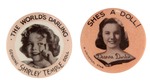 SHIRLEY TEMPLE AND DEANNA DURBIN PAIR OF 1930s DOLL BUTTONS.