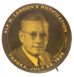 LARGE "ALF M. LANDON'S NOTIFICATION" BUTTON HAKE #2003.