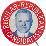 LARGE AND STRIKING "REGULAR REPUBLICAN CANDIDATES" HOOVER PORTRAIT BUTTON.