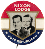 PAIR OF NIXON/LODGE JUGATE BUTTONS INCLUDING SCARCE PENNSYLVANIA ISSUE KEYSTONE.