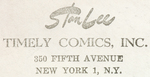 "STAN LEE" 1940s TIMELY COMICS ENVELOPE.