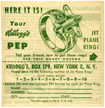 KELLOGG'S PEP JET PLANE RING & AD PROOF.