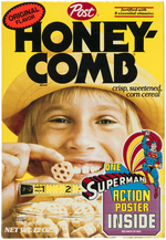 HONEY-COMB CEREAL BOX WITH "SUPERMAN ACTION POSTER" PREMIUMS.