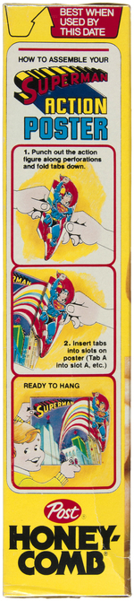 HONEY-COMB CEREAL BOX WITH "SUPERMAN ACTION POSTER" PREMIUMS.