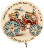 OUTSTANDING AND RARE 1898 "McPHERSON'S SECOND ANNUAL FALL FESTIVAL" BUTTON.