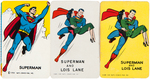 "SUPERMAN" COMIC STARS TRADING CARD TRIO WITH VARIANTS.