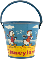 "DISNEYLAND" DONALD DUCK, NEPHEWS & PLUTO CANDY CONTAINER SAND PAIL & SHOVEL.