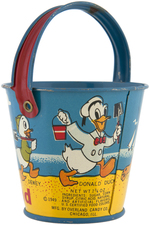 "DISNEYLAND" DONALD DUCK, NEPHEWS & PLUTO CANDY CONTAINER SAND PAIL & SHOVEL.