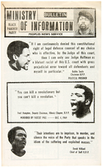 BLACK PANTHER PARTY PEOPLE NEWS SERVICE BULLETIN FRED HAMPTON MURDER AND SUBSCRIPTION FORM.