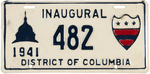 FRANKLIN ROOSEVELT "1941 INAUGURAL DISTRICT OF COLUMBIA" LICENSE PLATE.