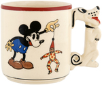 MICKEY MOUSE SWEDISH CHINA MUG WITH PLUTO HANDLE.