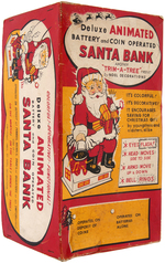 "DELUXE ANIMATED BATTERY AND COIN OPERATED SANTA BANK" BOXED SANTA CLAUS NOVELTY BANK.