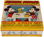 MICKEY MOUSE ALUMINUM TOY SET BOX & NAPKIN.