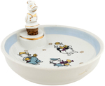 THREE LITTLE PIGS LIMOGES FRENCH CHINA BABY DISH WITH DONALD DUCK STOPPER.