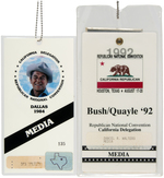 1984 AND 1992 CALIFORNIA RNC DELEGATION MEDIA PASSES INCLUDING SCARCE REAGAN.