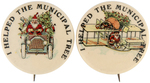 SANTA IN CAR AND BI-PLANE EARLY COMMUNITY CONTRIBUTION BUTTONS.