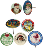 SANTA AND/OR "MERRY CHRISTMAS" SEVEN BUTTONS.