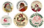 SIX LARGE SANTA BUTTONS 1.75" OR BIGGER FROM 1940s-1950s.