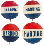 HARDING FOUR UNCOMMON NAME BUTTONS WITH THREE UNLISTED IN HAKE.