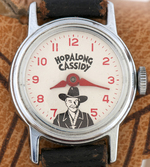 "HOPALONG CASSIDY WRIST WATCH" ON SADDLE IN DISPLAY BOX.