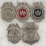 SCHOOL SAFETY BADGES WITH THREE SPECIFYING A RANK.