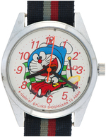 DORAEMON DRIVING RACECAR RARE Q&Q JAPANESE WATCH.