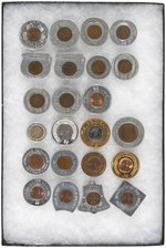 LOT OF 11 ENCASED INDIAN HEAD CENTS & 12 VARIOUS ODDITIES.