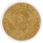 $5 CAPPED BUST TO LEFT HALF EAGLE GOLD 1812 PCGS MS63.