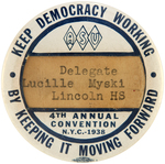 COMMUNIST RELATED AMERICAN STUDENT UNION "4TH ANNUAL CONVENTION" BUTTON.