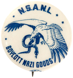 JEWISH ISSUED RARE PRE-WWII "BOYCOTT NAZI GOODS" BUTTON.